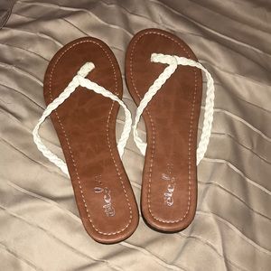 NWOT white braided sandals